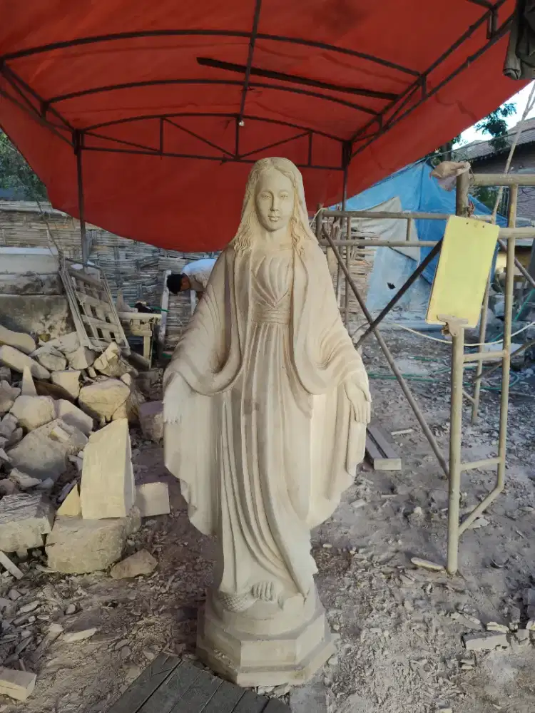 Kerajinan patung bunda Maria batu marmer
