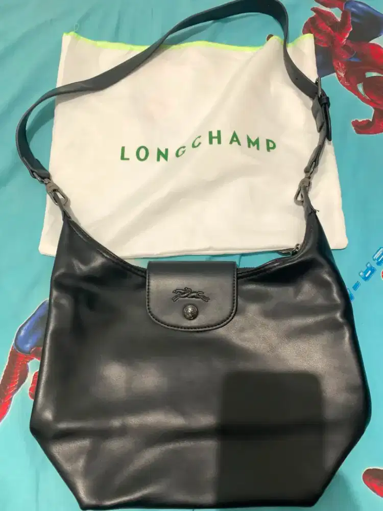 Longchamp Le Pliage Xtra Hobo Bag Kulit Hitam 28x20 cm