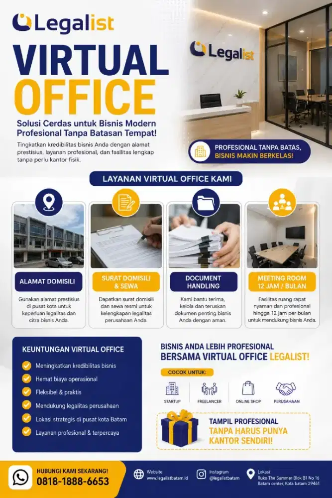 Disewakan Coworking space dan virtual office