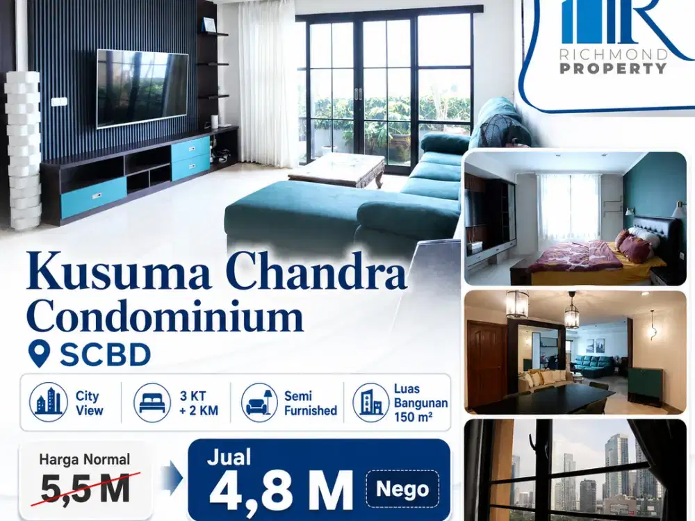 Apartemen Kusuma Chandra SCBD 3BR Full Furnished 150 m² — Under Market Price!