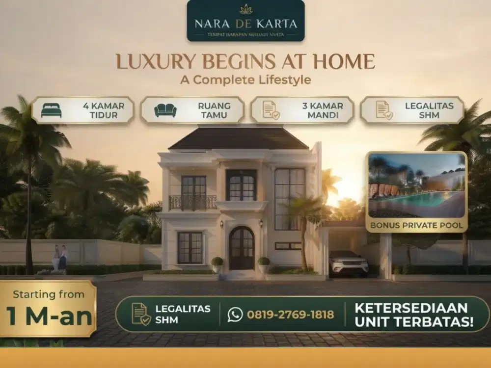 Rumah Villa Jogja 2 Lantai American Style Area Godean Free Kanopi