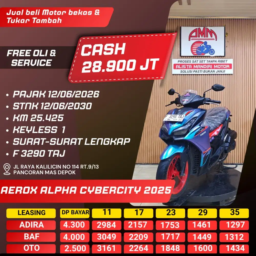 AEROX ALPHA CYBERCITY 2025 PAJAK HIDUP CASH/KREDIT SPAYLATER CC ALISTA