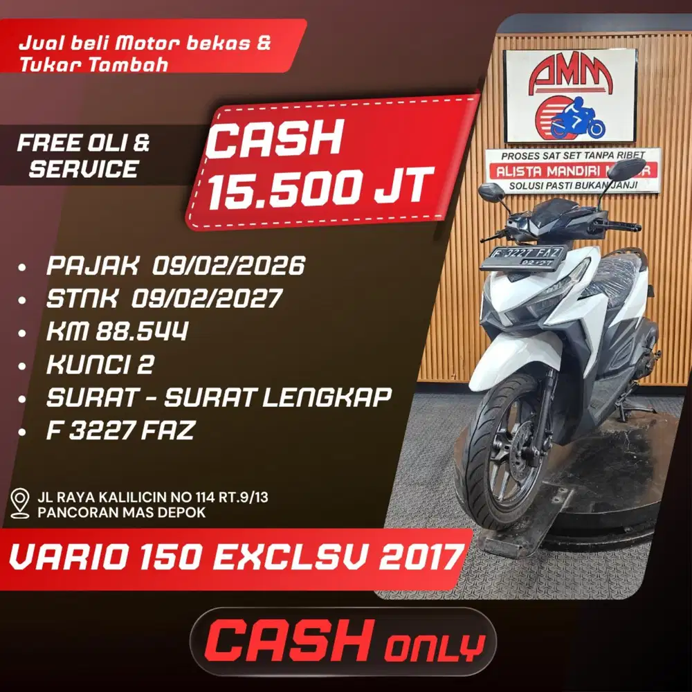 VARIO 150 EXCLSV 2017 KUNCI 2 SPAYLATER KREDIVO CC 0% CASH ONLY ALISTA