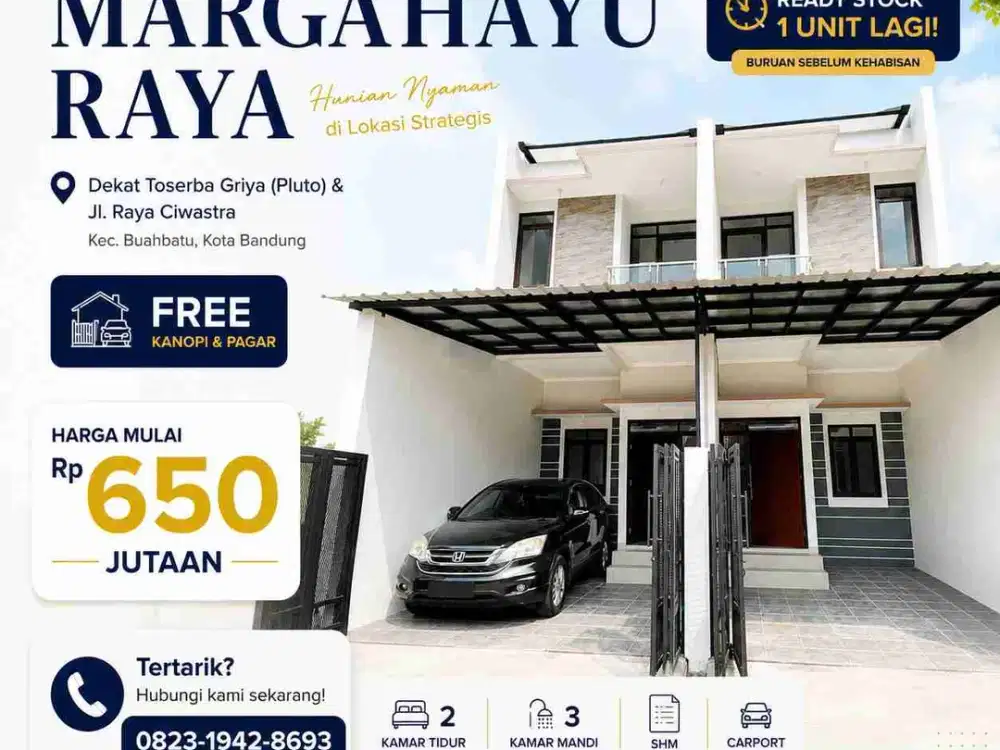 Rumah 600 Jutaan langka jarang ada di Margahayu Raya, Kota Bandung