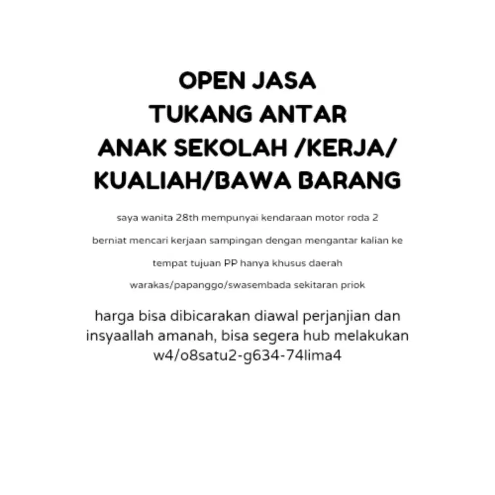 Ojek langganan mingguan harian