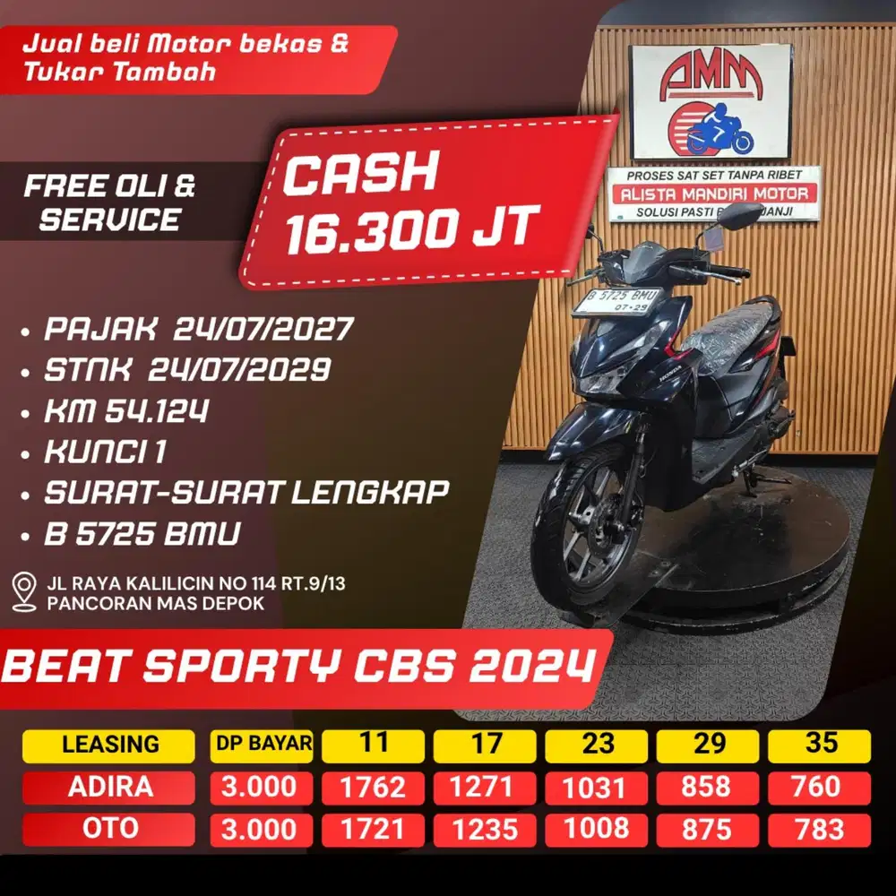 BEAT SPORTY CBS 2024 PAJAK HIDUP SPAYLATER KREDIVO CASH/KREDIT ALISTA