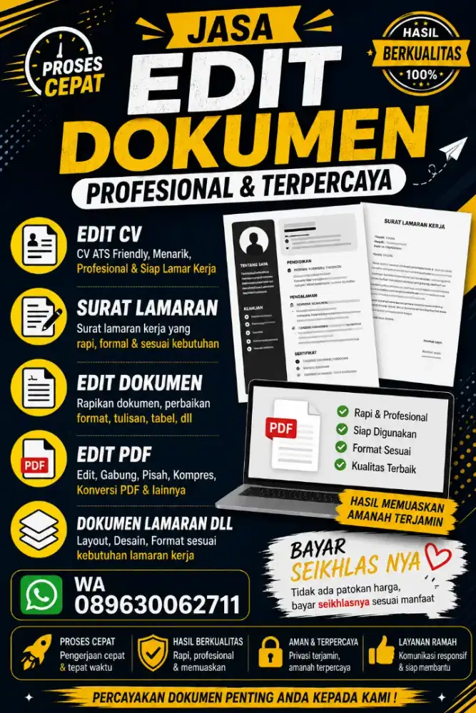 Jasa CV Dan lamaran kerja Edit Dokumen dll