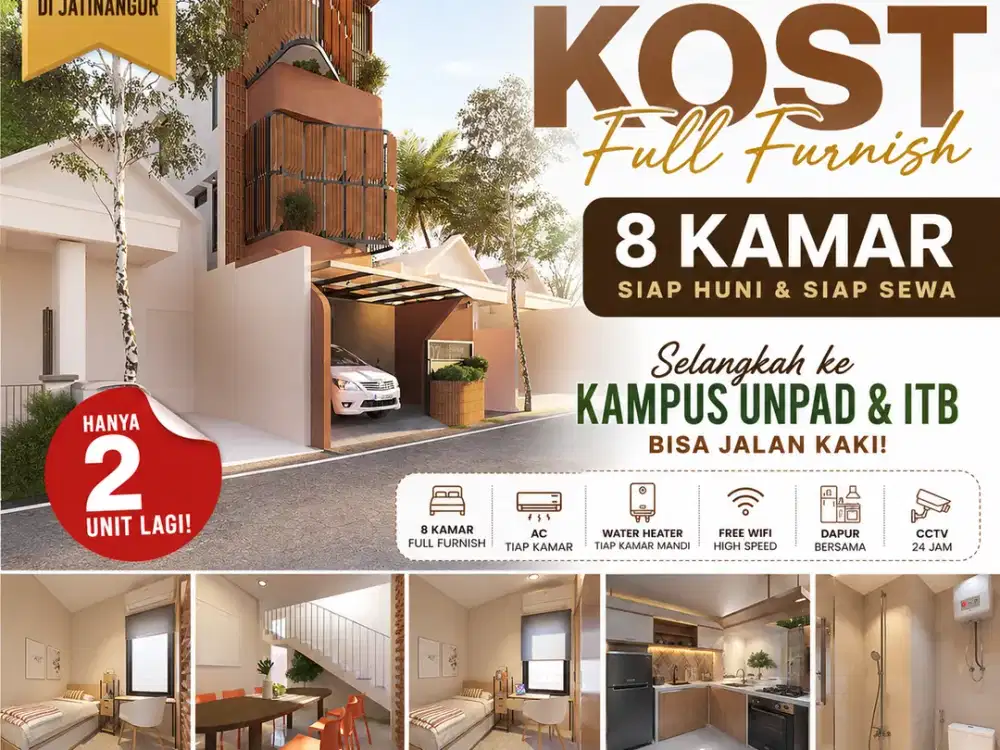 DIJUAL 1 UNIT TERAKHIR! Kost Exclusive 8 Kamar Full Furnish Hanya 1 Milyaran