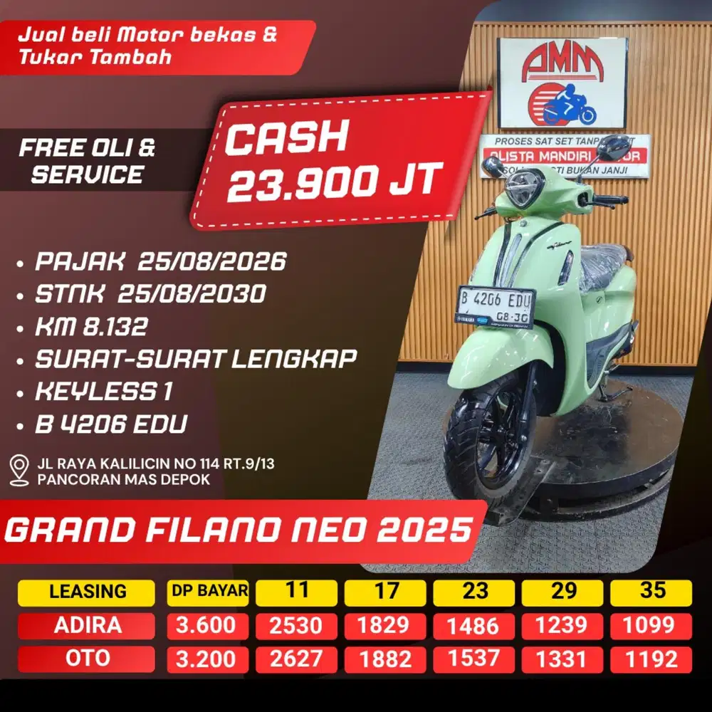 GRAND FILANO NEO 2025 PAJAK HIDUP KM LOW LIKE NEW CASH / KREDIT ALISTA