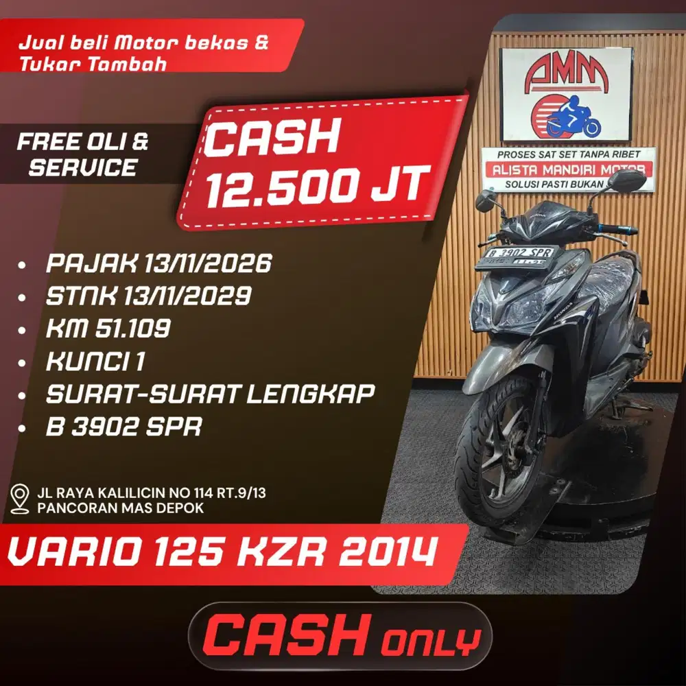VARIO 125 KZR 2014 PAJAK HIDUP SPAYLATER KREDIVO CC CASH ONLY ALISTA