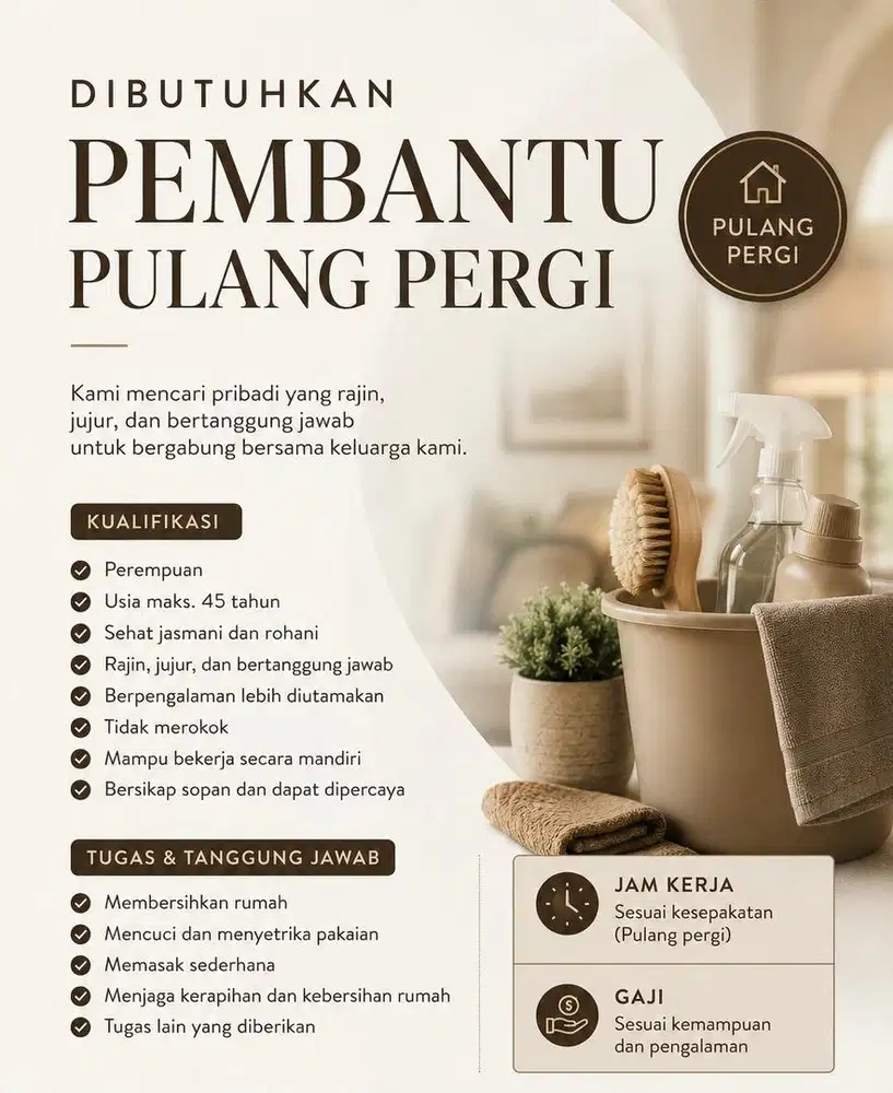 Dibutuhkan ART / pembantu