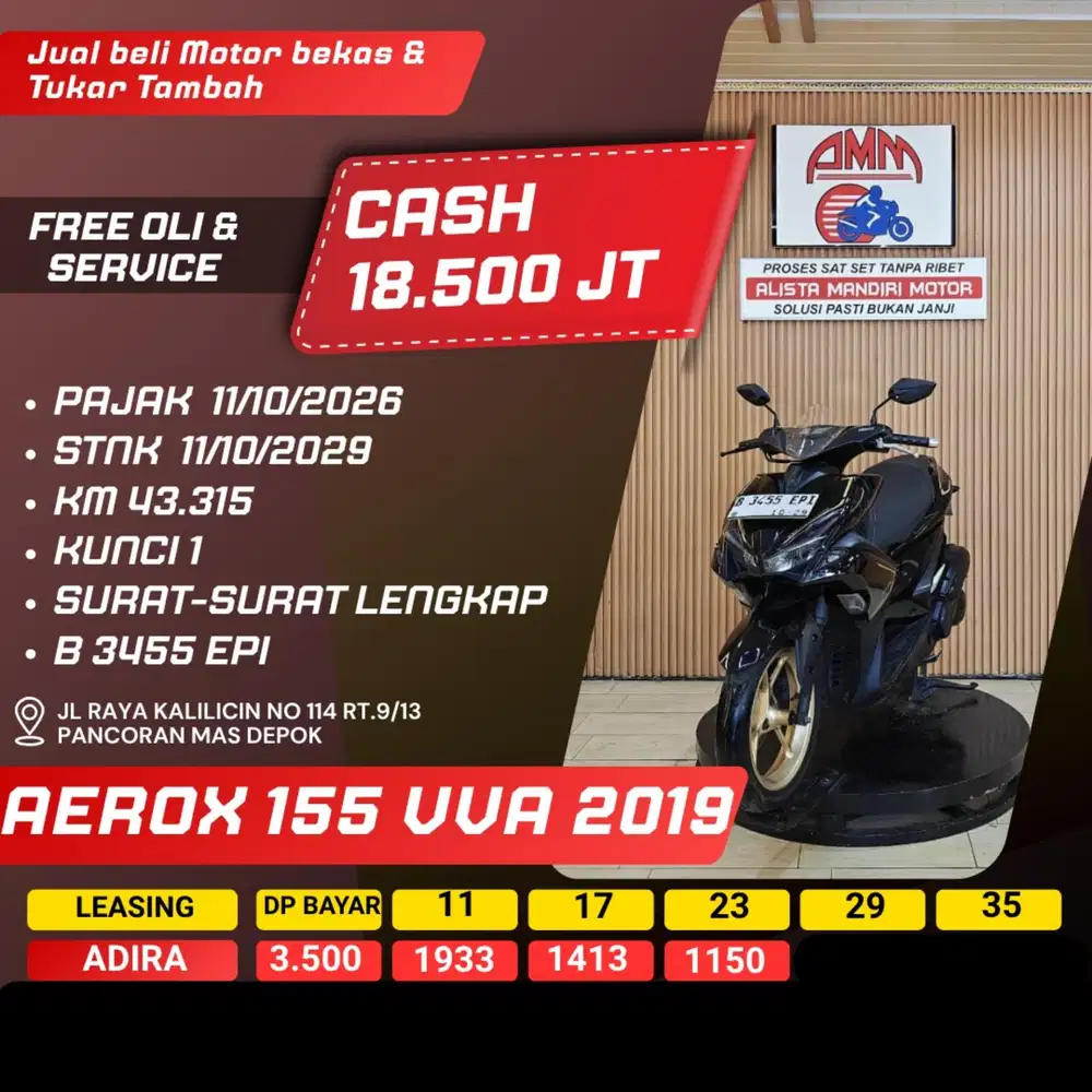 AEROX 155 VVA 2019 PAJAK HIDUP SPAYLATER KREDIVO CASH / KREDIT ALISTA