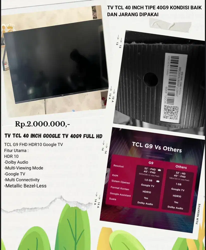 TV TCL 40INCH 40G9 GOOGLE TV FULL HD