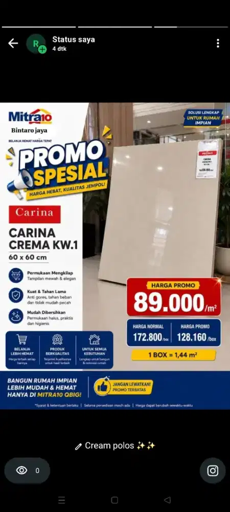 Granit 60x60 cream polos