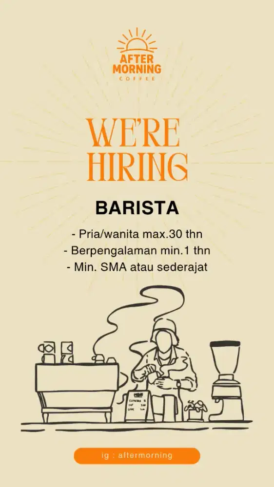 Lowongan Barista Full Time & Part Time di Lembang
