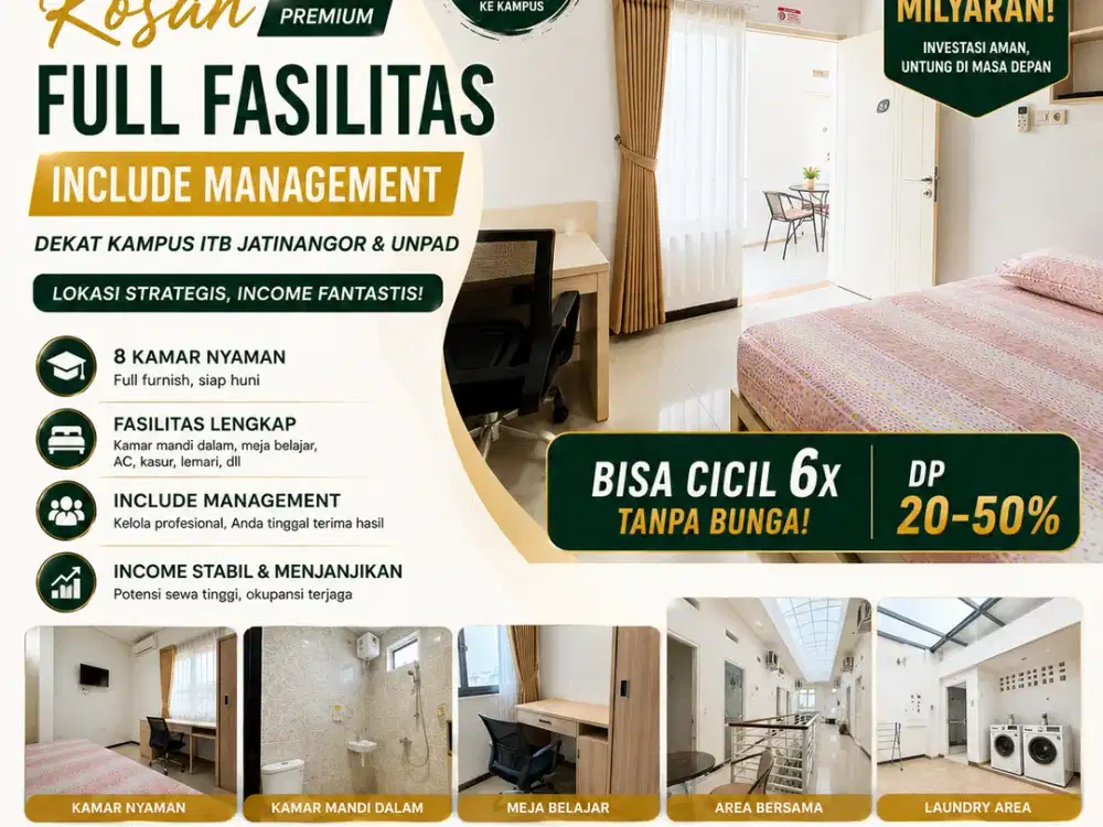 Cuma 1 Milyaran! Rumah Kost Exclusive 10 Kamar Siap Menghasilkan