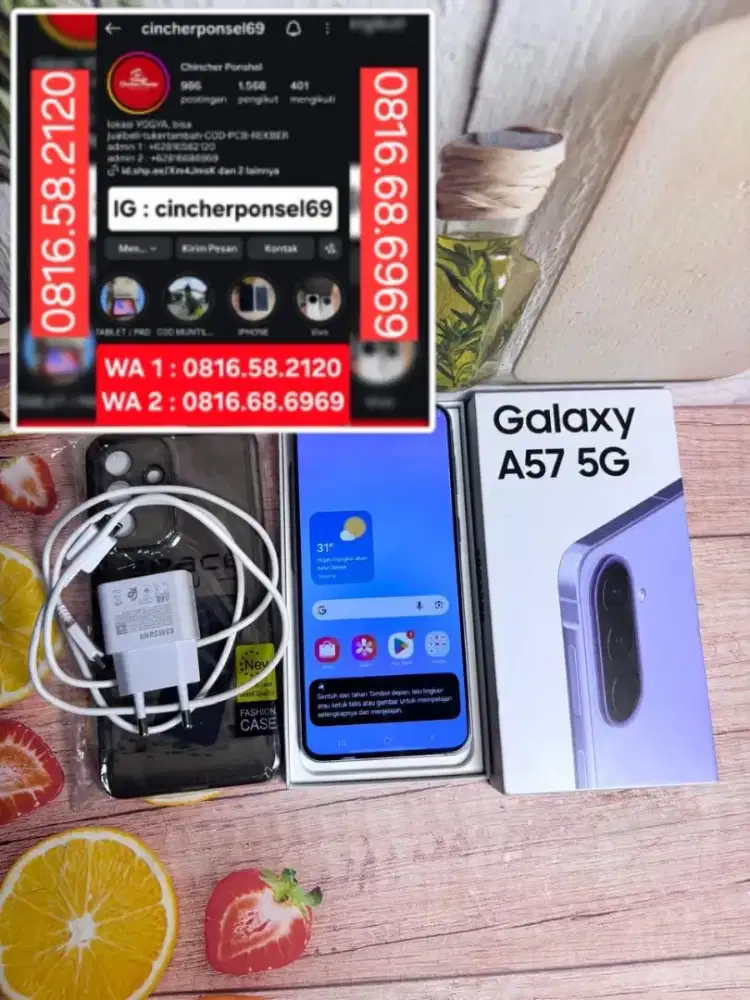 Jual hp likenew SAMSUNG A57 5g open dus saja grns hitungan hari saja