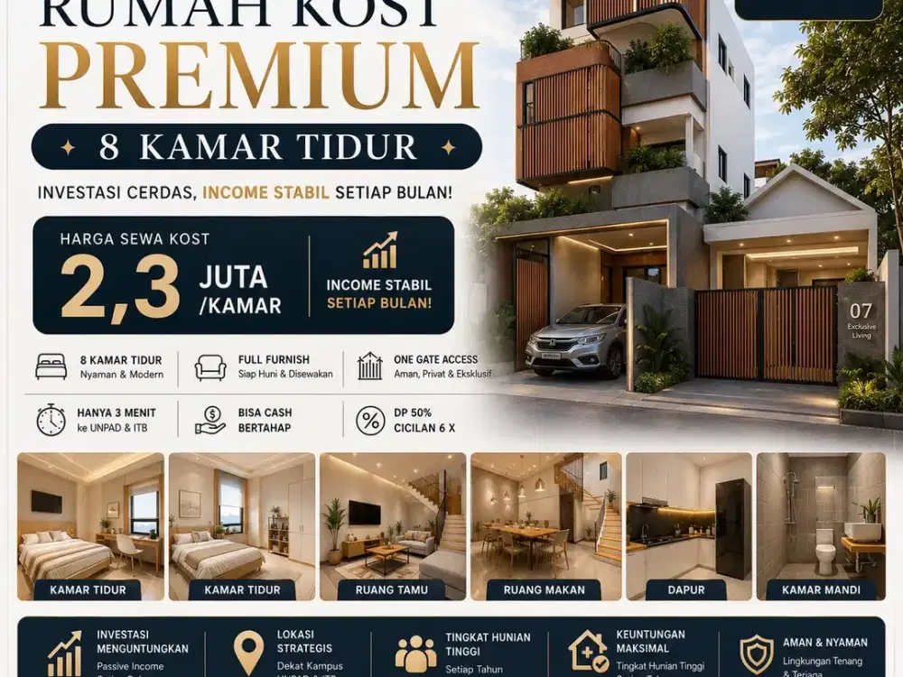 Miliki Rumah Kost Premium, Income Stabil Ratusan Juta, Hanya 3 Menit ke Kampus