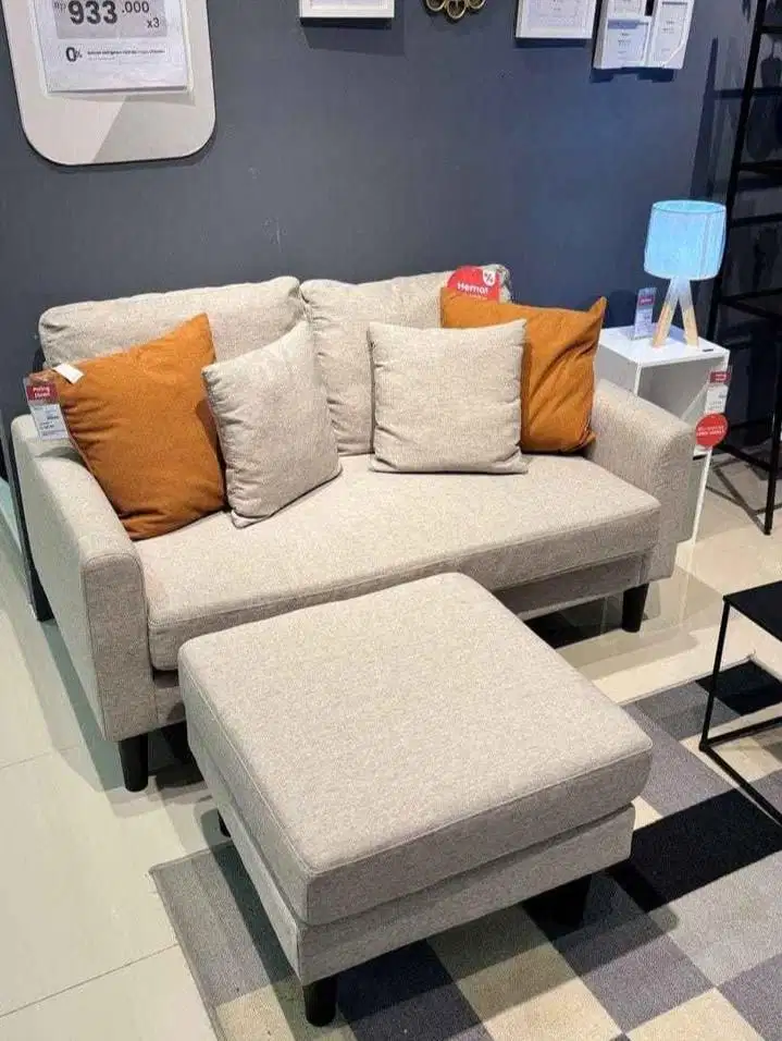 Sofa Modular L Fabric- Abu-Abu