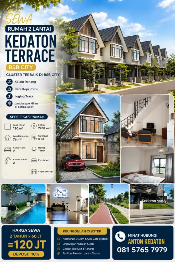 Sewa/kontrak 2LT FURNISHED KEDATON BSB beranda bali citralan the miles