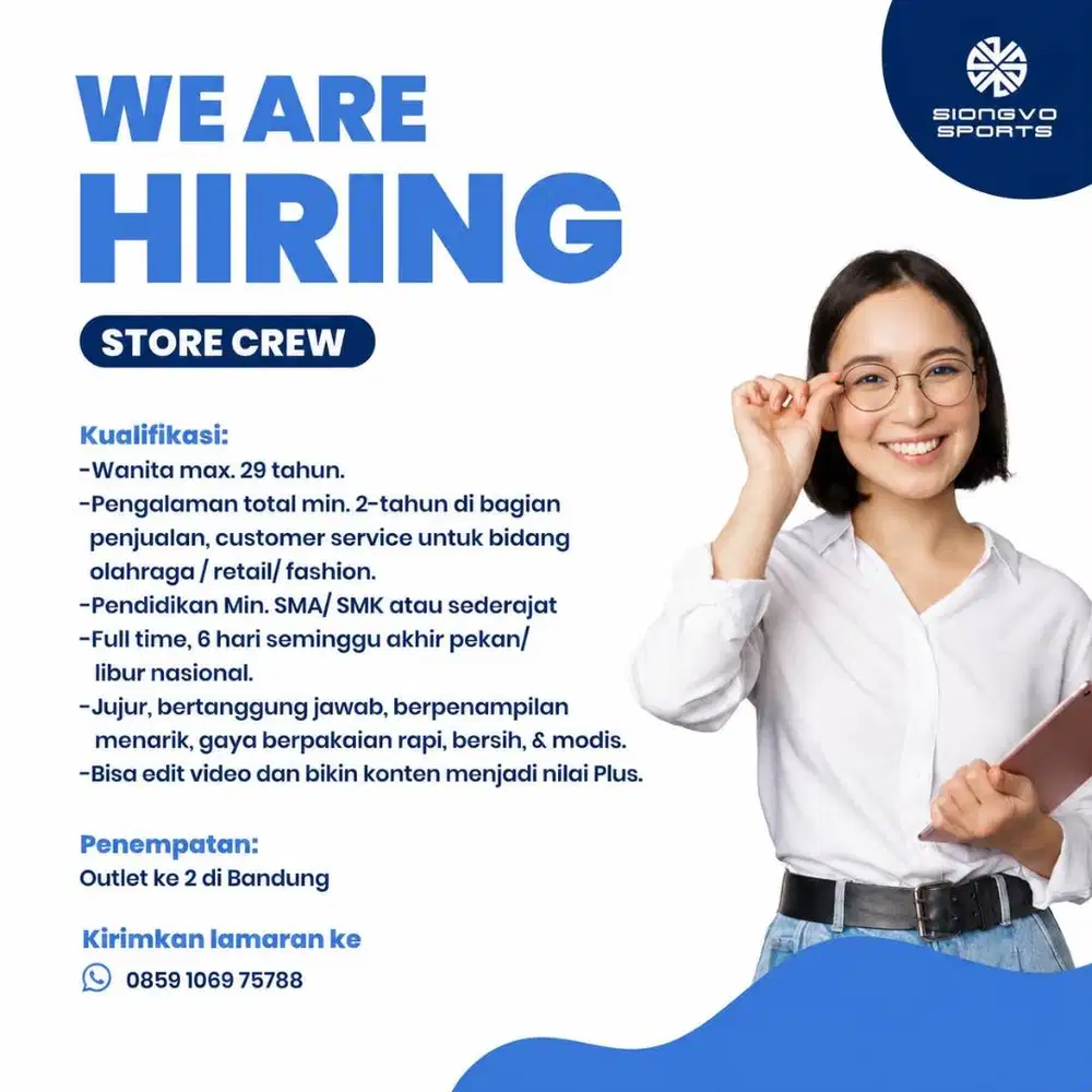 Lowongan staff STORE CREW SiongVo Football Bandung