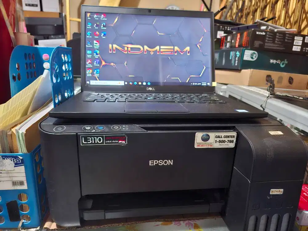 Laptop Dell dan Printer Epson