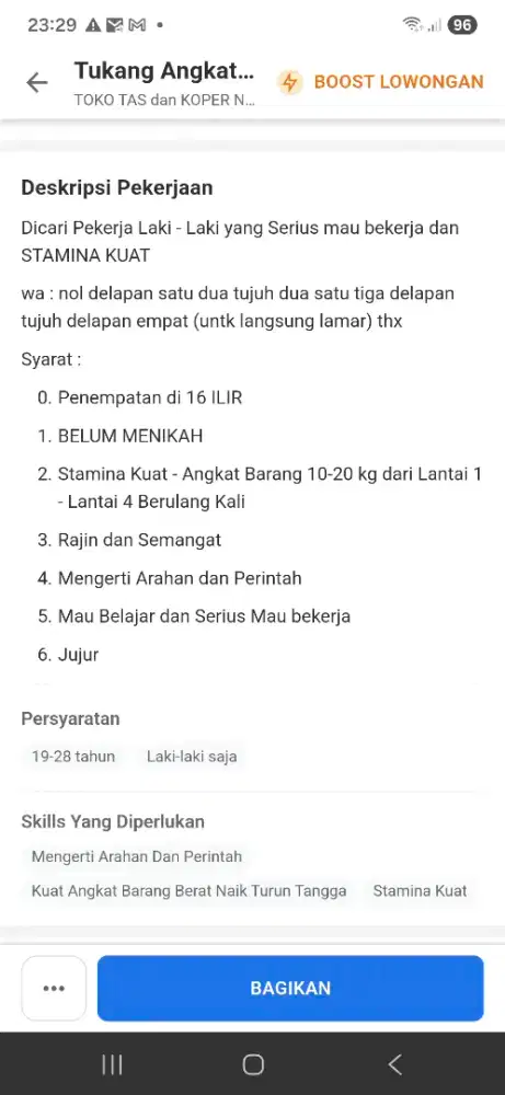 TUKANG ANGKAT BARANG & CEK BARANG DI TOKO 16 ILIR