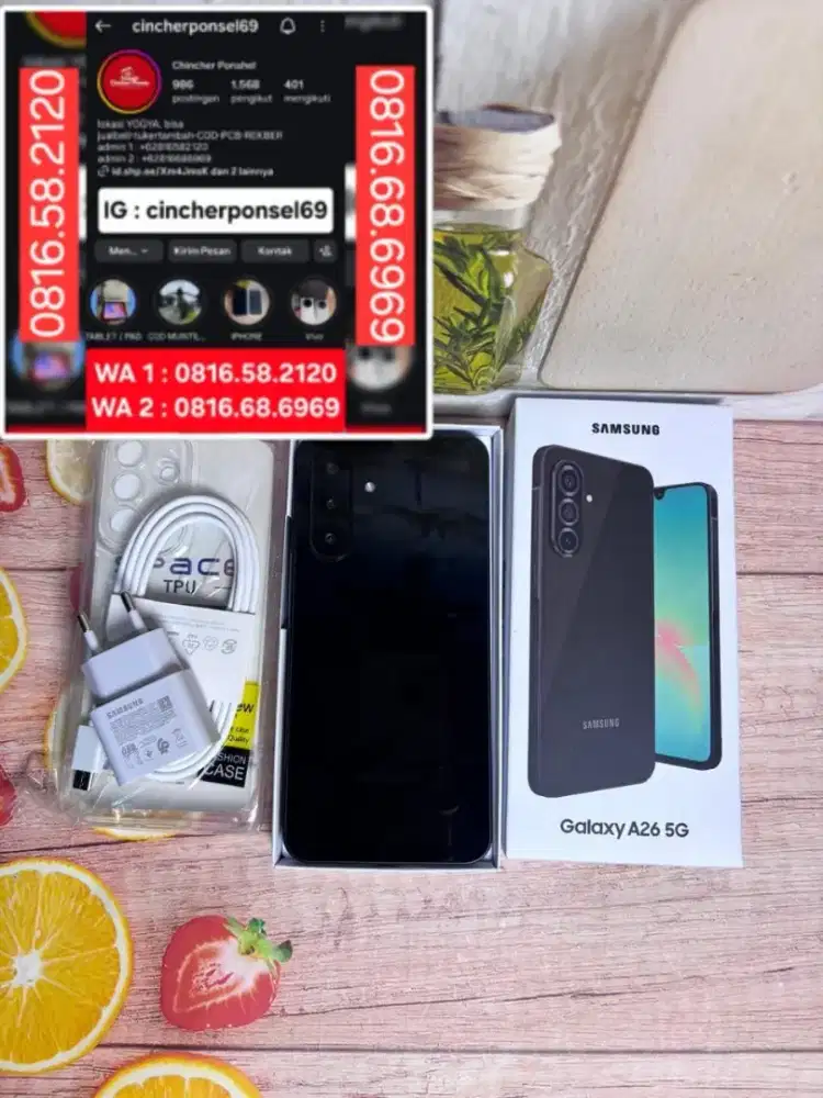 Jual hp likenew samsung A26 5g 8/256 istimewa grns feb 27 free ADAPTOR