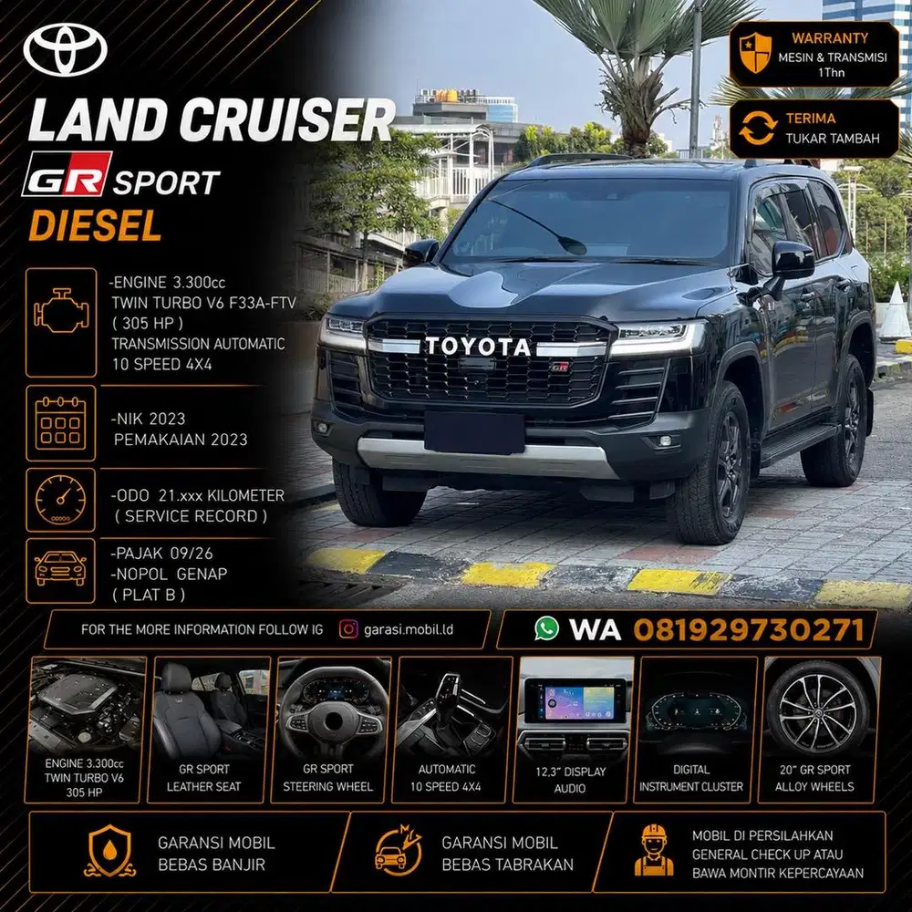 Toyota Land Cruiser GR Sport 3.3 Diesel AT 4x4 2023 / Odo 21rbu KM