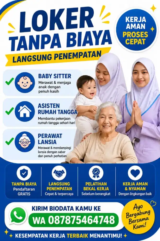 Banyak Job Baby Sitter ART & Perawat Lansia Terpercaya Langsung Kerja