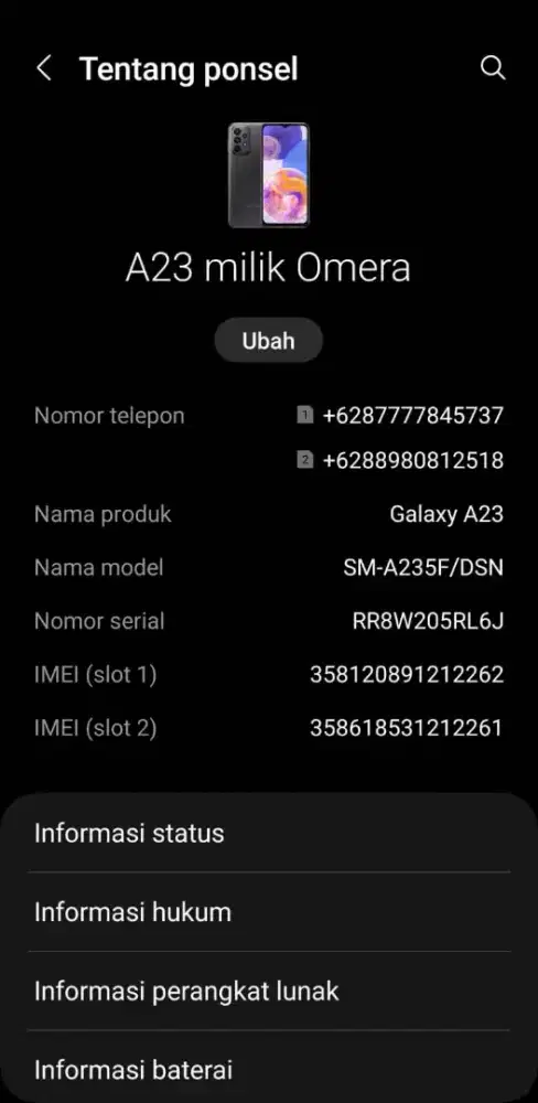 Dijual HP samsung A23