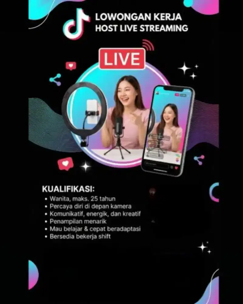Dibutukan segera beberapa host live wanita