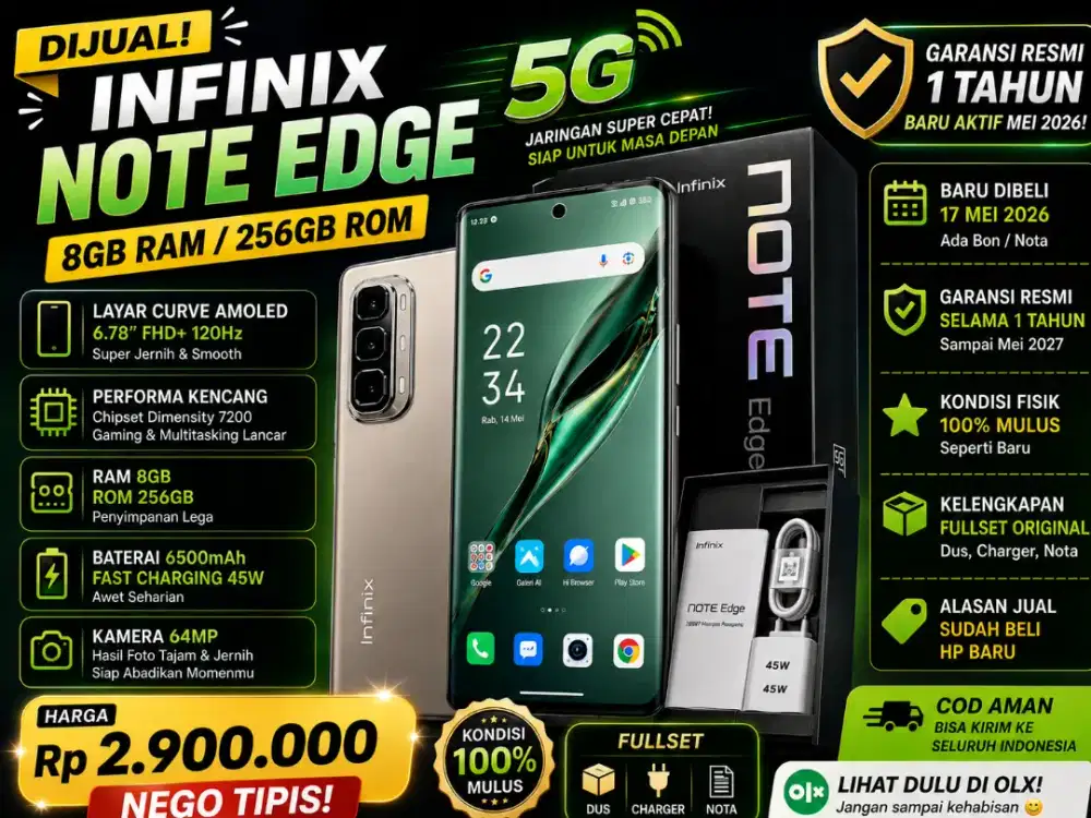 INFINIX NOTE EDGE RAM 8 / 256 5G HARGA BEKAS KONDISI BARU