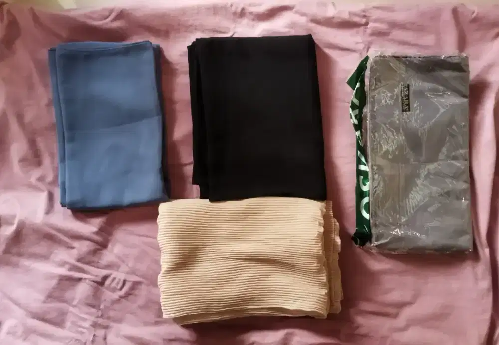 Borongan 4 pcs Jilbab Baru Murah (3 Azara Original + Pashmina Plisket)