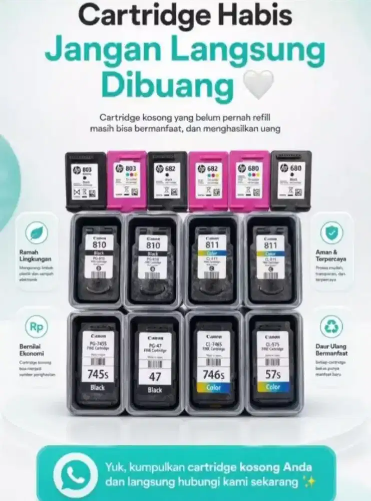 Cartridge printer dan toner dibeli..bekas dan baru original