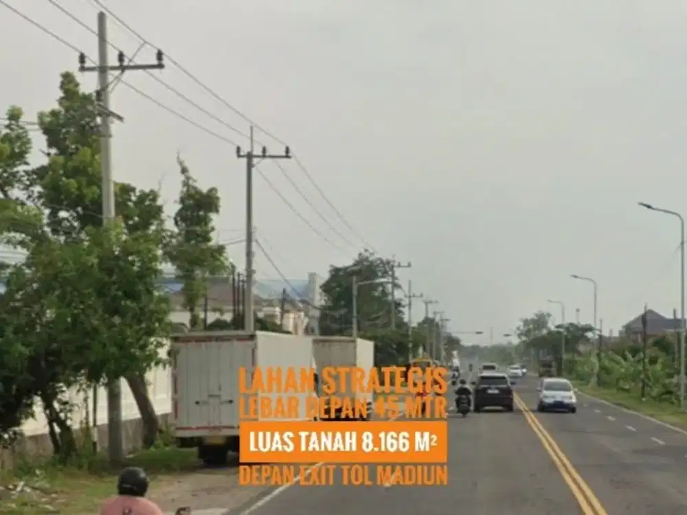 (AB) Tanah LD 45 mtr, depan Exit TOL Dumpil MADIUN, Lokasi Istimewa