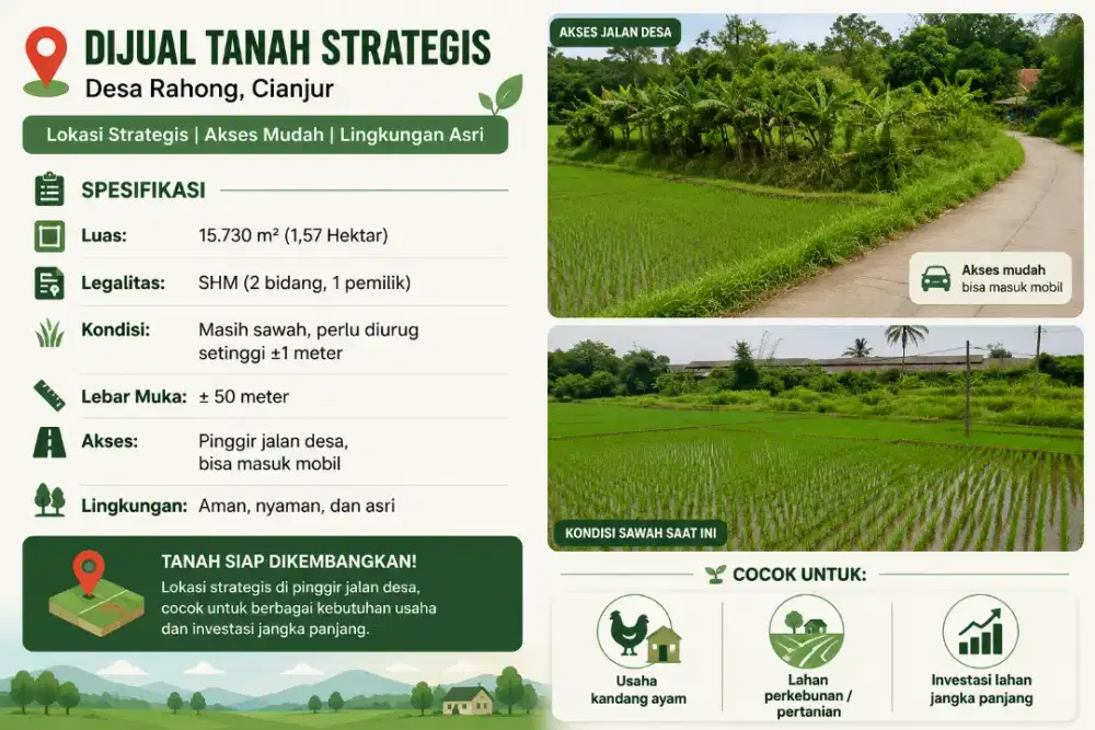 Tanah di jual cepat lokasi di rahong cianjur