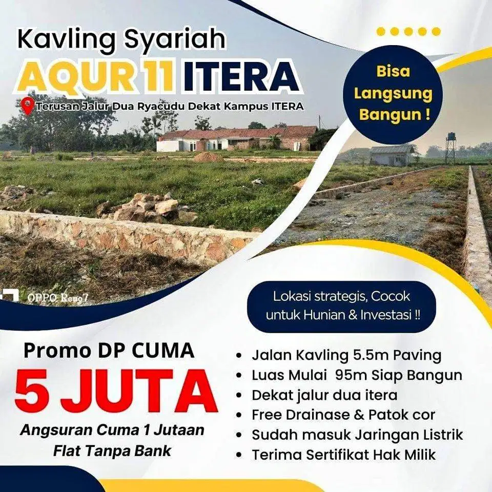 KAVLING ITERA DP MURAH DEKAT JALUR DUA N PONDOK ALUS SALIM