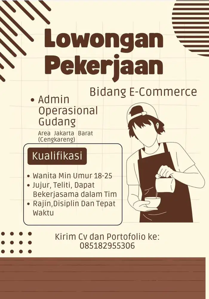 Dibutuhkan segera admin operasional gudang
