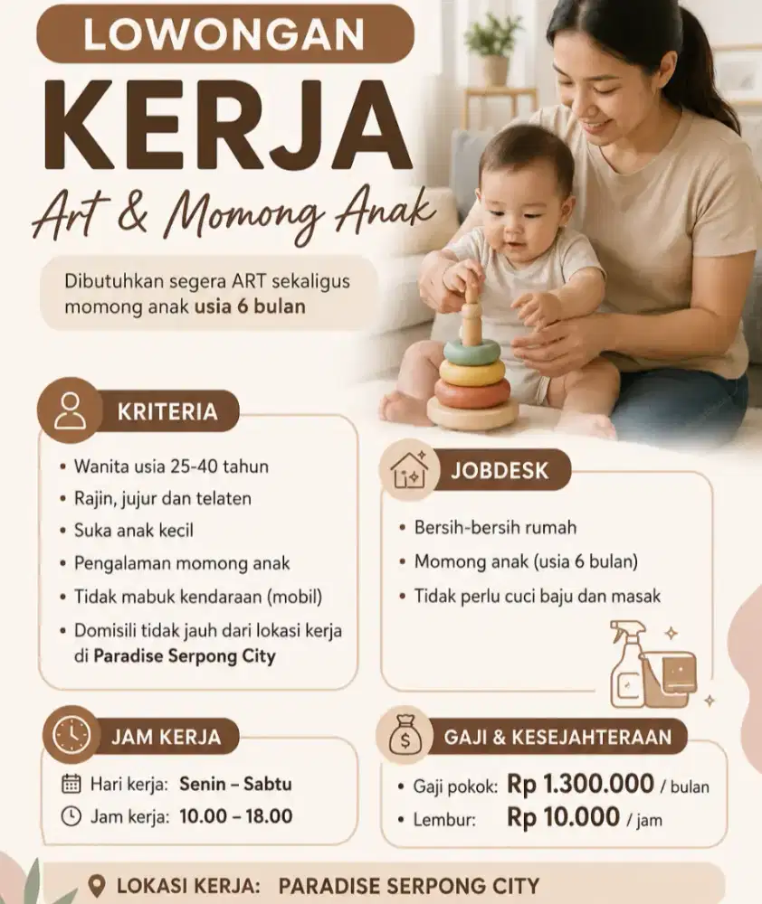 Loker ART dan momong PP