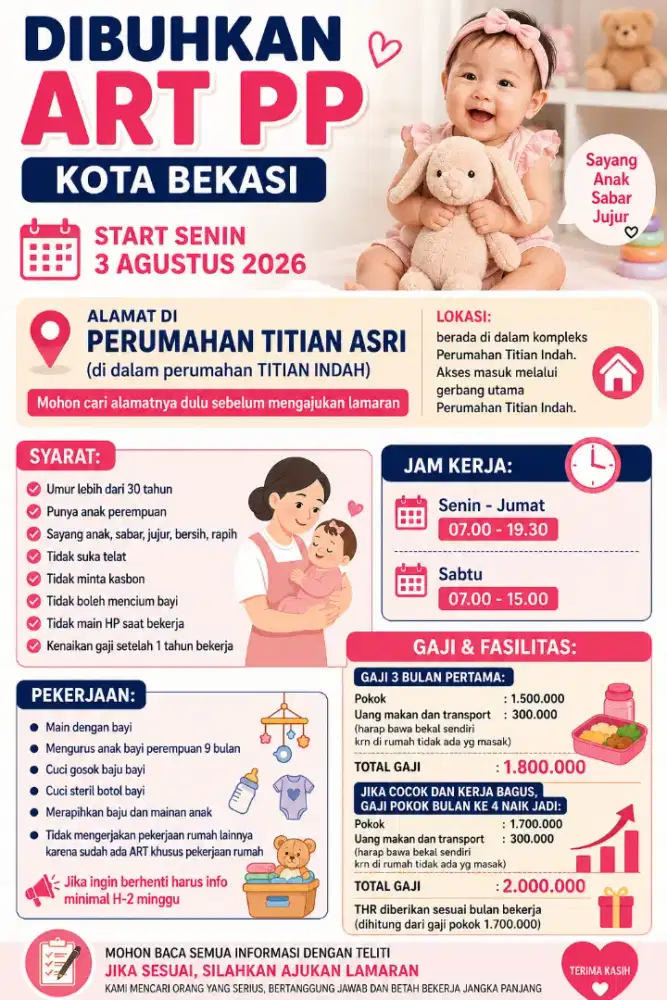 Butuh cepat ART Bayi Kota Bekasi