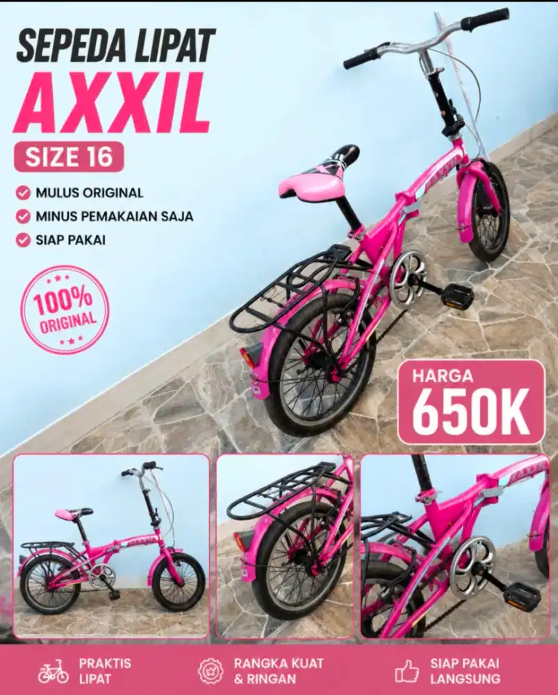 Sepeda lipat warna pink