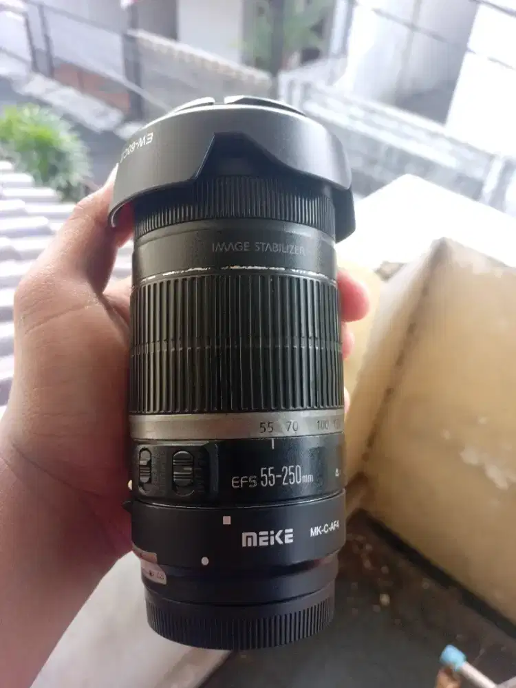 Lensa tele 55-250mm + adapter Meike