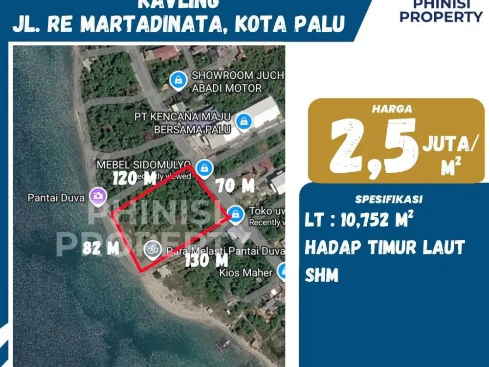 Dijual Tanah Kavling Luas Jalan RE Martadinata Palu