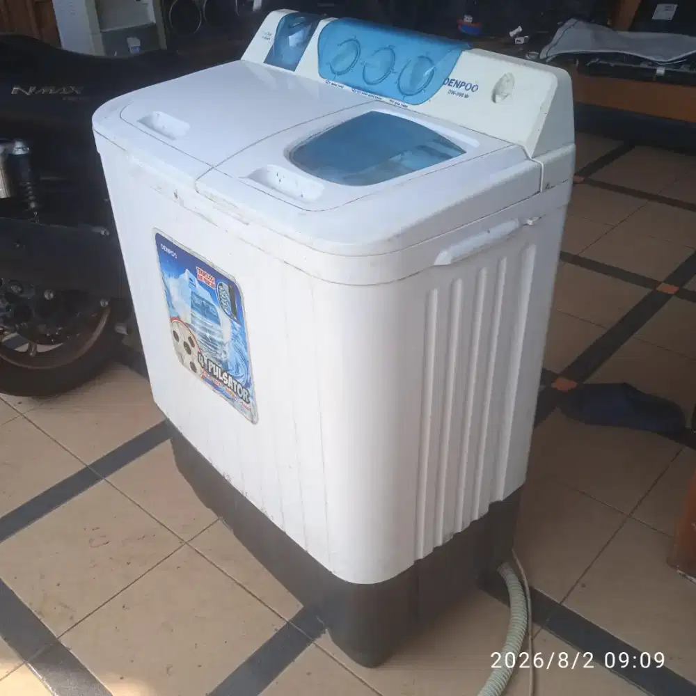 DIJUAL mesin cuci dua tabung merk DENPOO kapasitas 8 kg