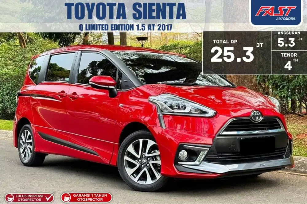 LOW KM GARANSI 1TH PAJAK PJG TOYOTA SIENTA Q LIMITED EDITION 1.5 AT