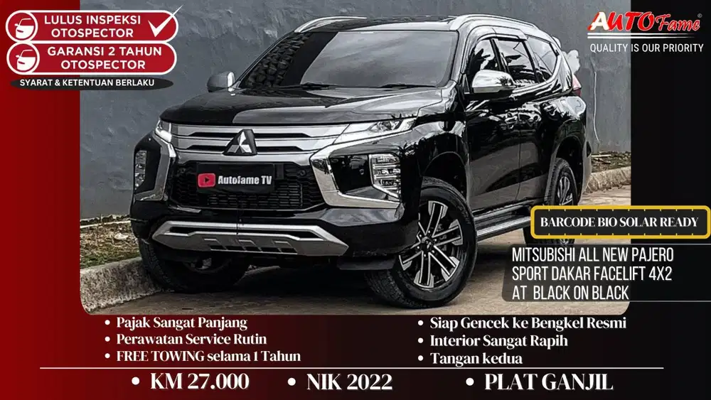 Mitsubishi All New Pajero Sport Dakar Facelift 4x2 AT NIK 2022