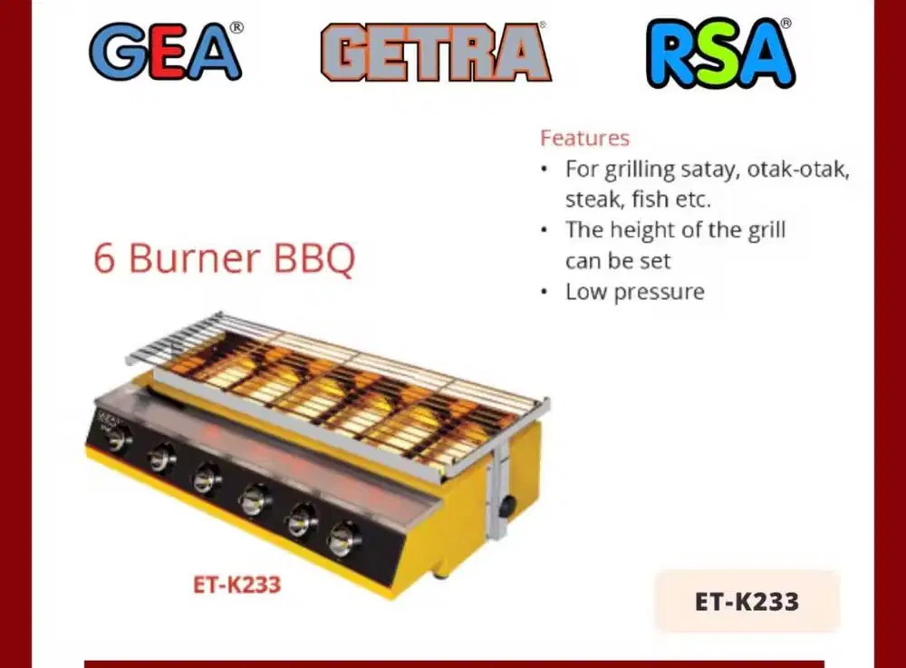 Griller Getra pemanggang 6 tungku