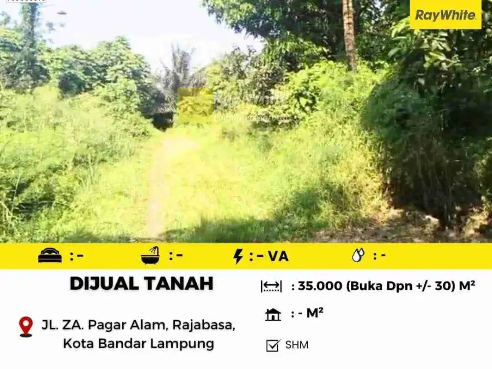tanah luas 35000m pinggir jalan raya rajabasa