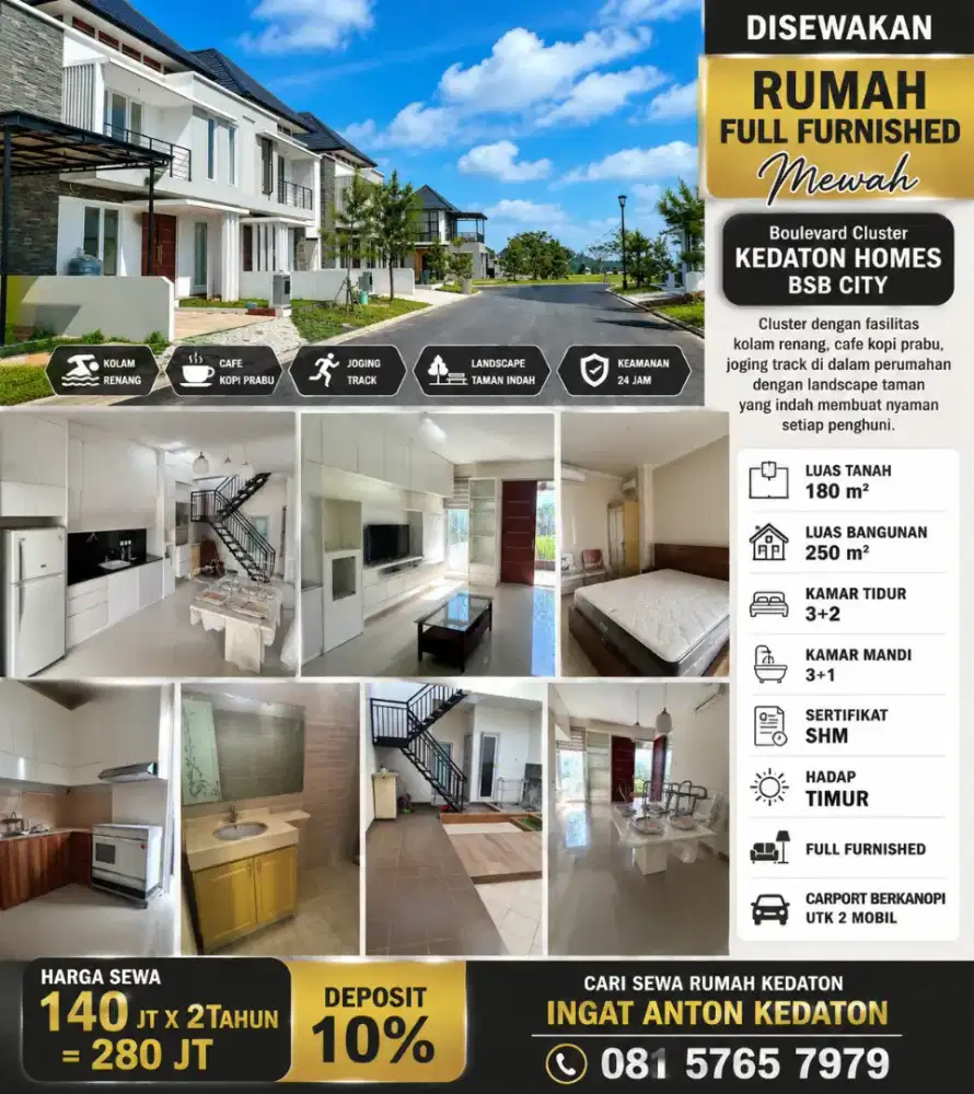 Sewa kedaton 2LT Full furnished hilago bron ivy park victoria valley